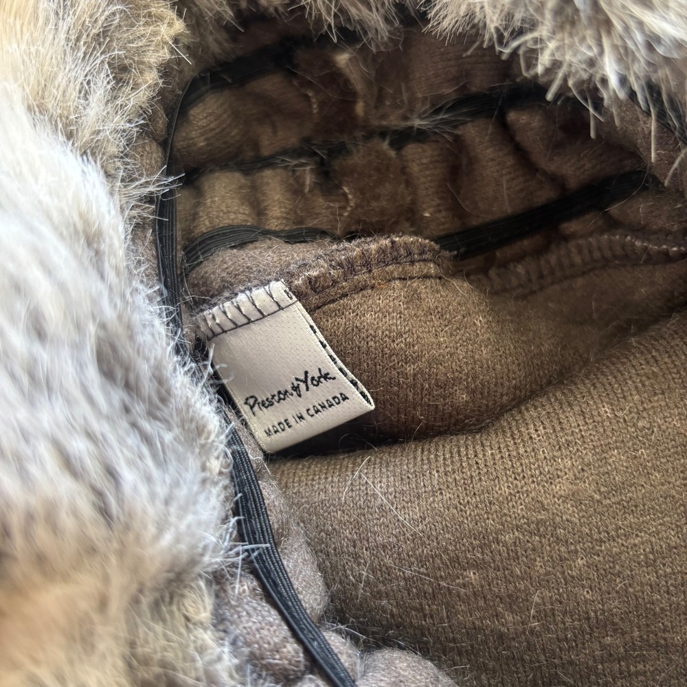 Preston & York Faux Fur Hat Brown Tan Ear Warmer Made in Canada - Picture 4 of 5